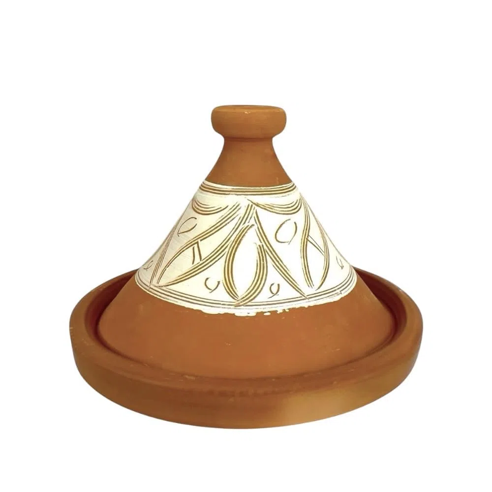 TAJINE MAROCCHINO Pentola Marocchina in Terracotta Naturale Senza Smalto cm 22 x 16 h per 1-2 Persone