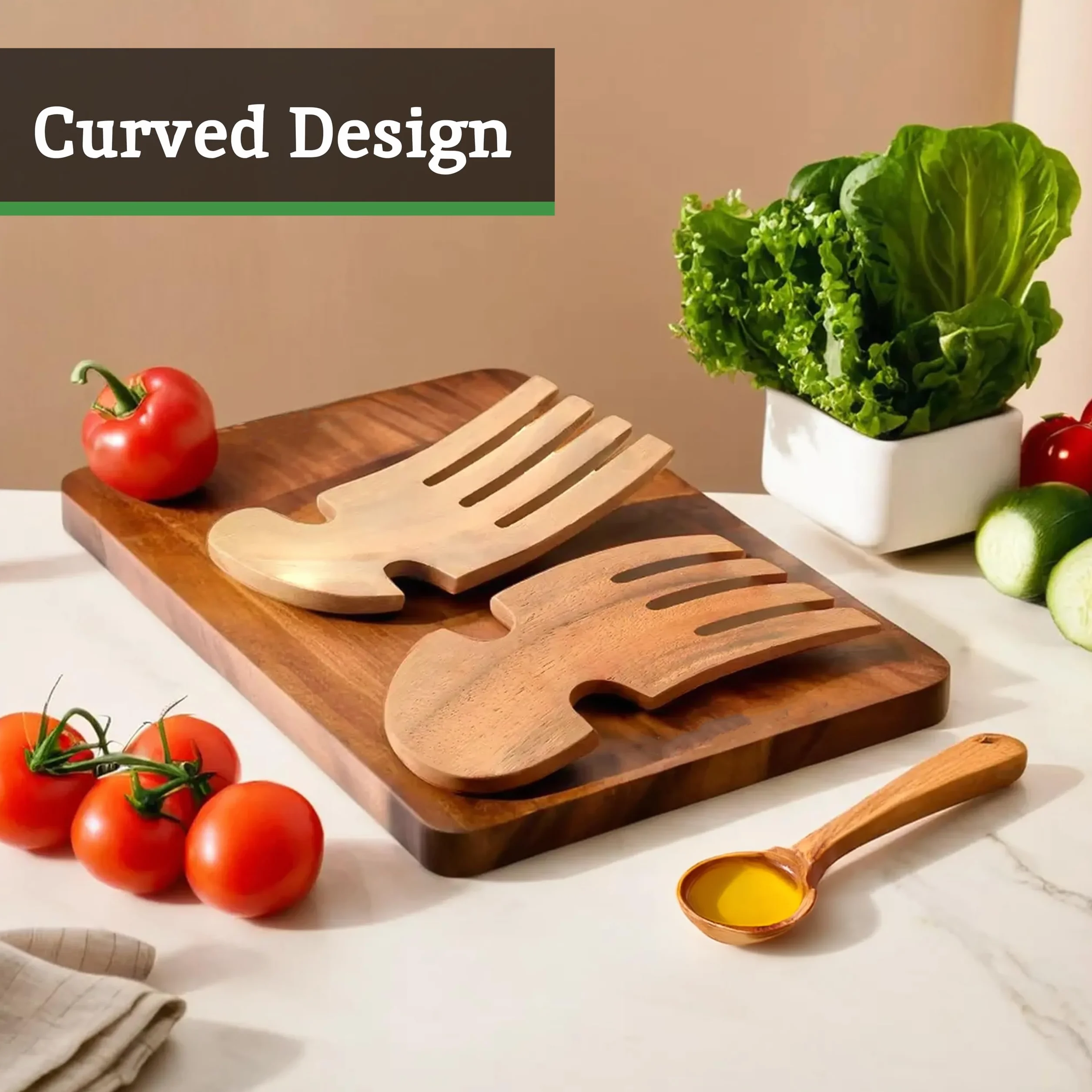 PREMIER Housewares 1104586 Forchetto per Insalata, Legno di Acacia