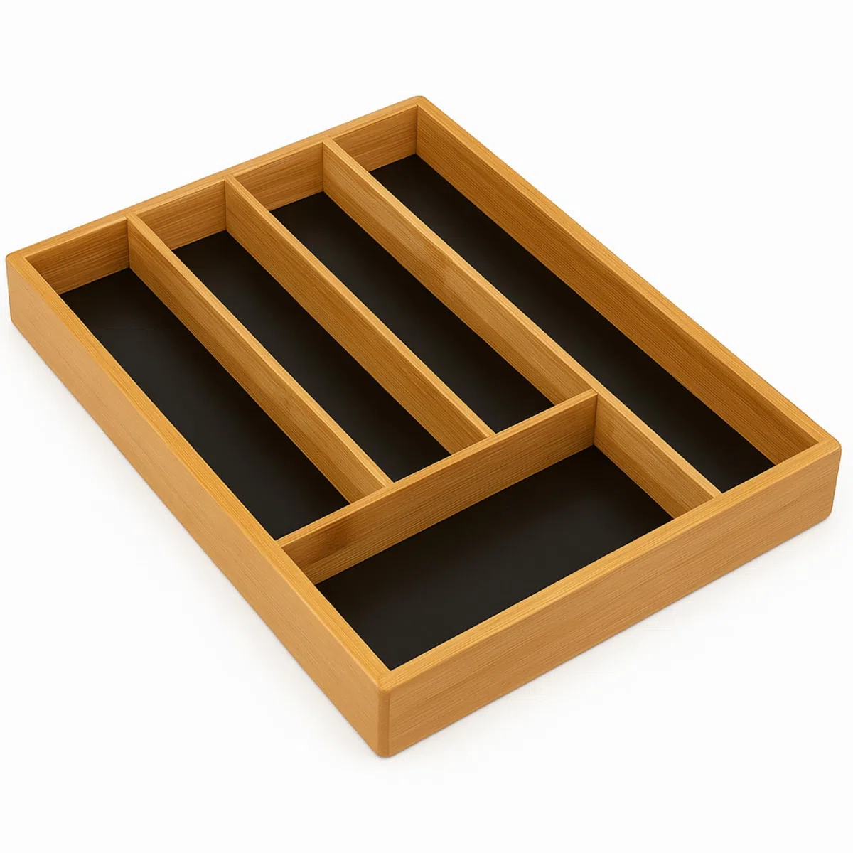 Range Posate in bambù – Organizer per cassetti da cucina a 5 scomparti – resistente e sostenibile ecologico (34 x 25 x 4 cm)