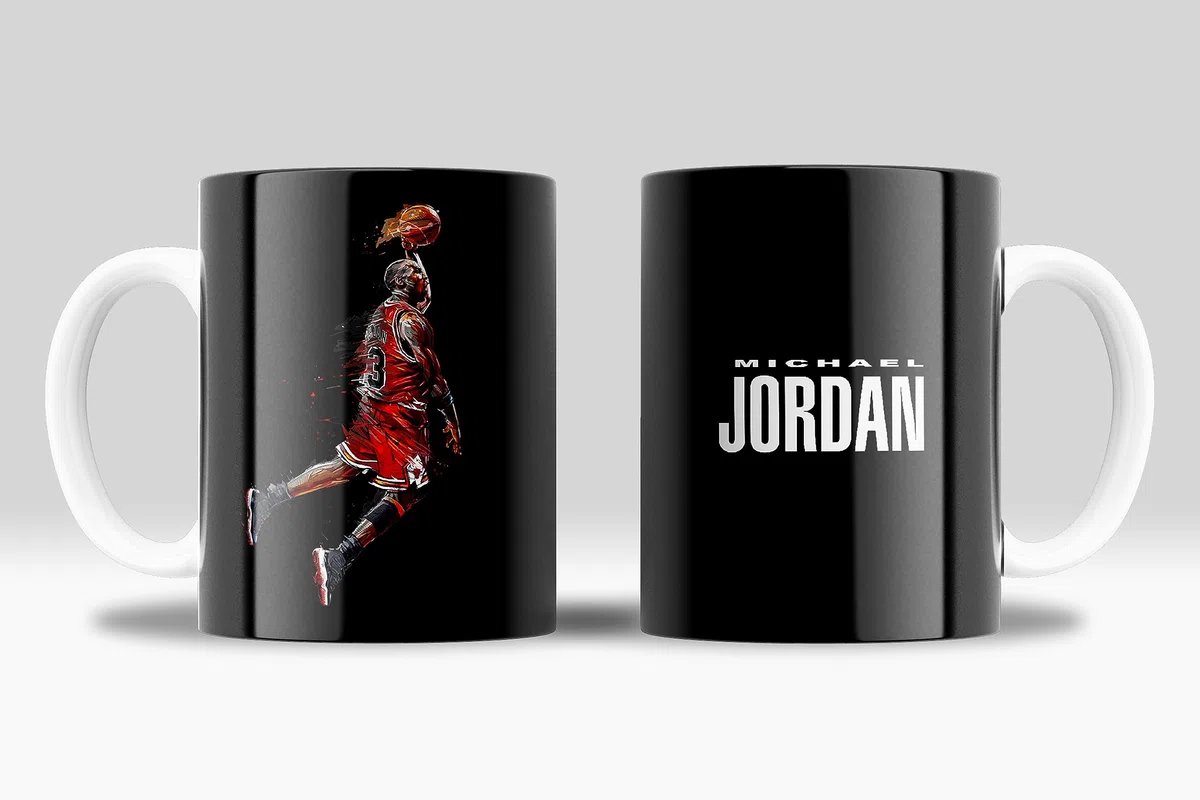 Tazza NBA di Michael Jordan Collezione in Bianco e Nero con toni rossi - Regalo per i fan di M.Jordan NBA | Ceramica 355ml (Michael Jordan Taza)