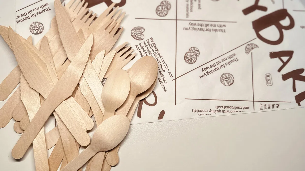 SunMoon Confezione da 360 posate in legno usa e getta, ecologiche, lunghe 16 cm, confezione priva di plastica, sostituto per posate in plastica e bambù, compostabili, biodegradabili per feste