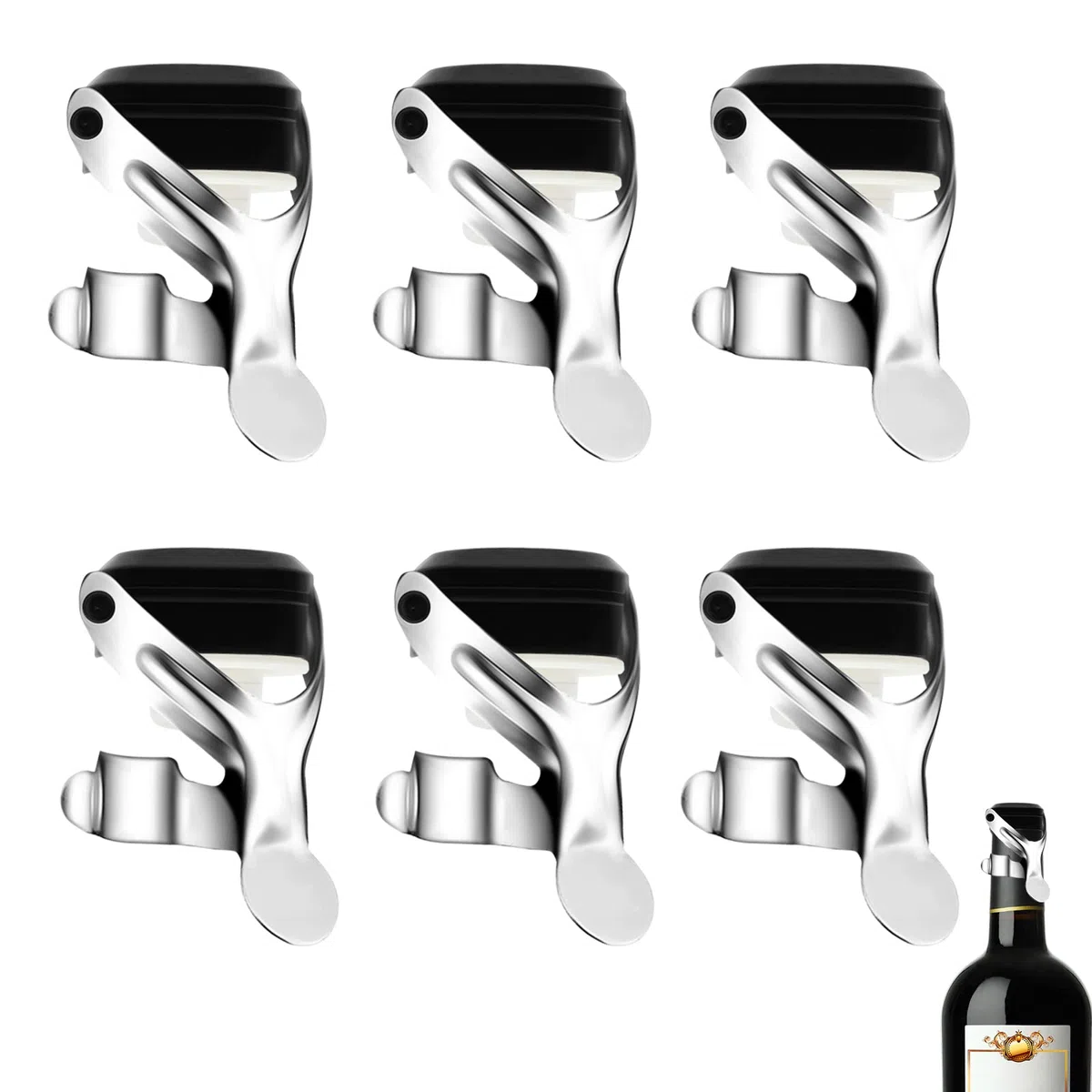 6 Tappi per Bottiglie Vino Spumante, Tappi Bottiglie Vino Tappo Per Spumante Tappo Per Vino In Acciaio Inox Buona Tenuta Mantieni Il Vino Fresco Tappo Champagne Per Sigillare Vino Spumante Champagne