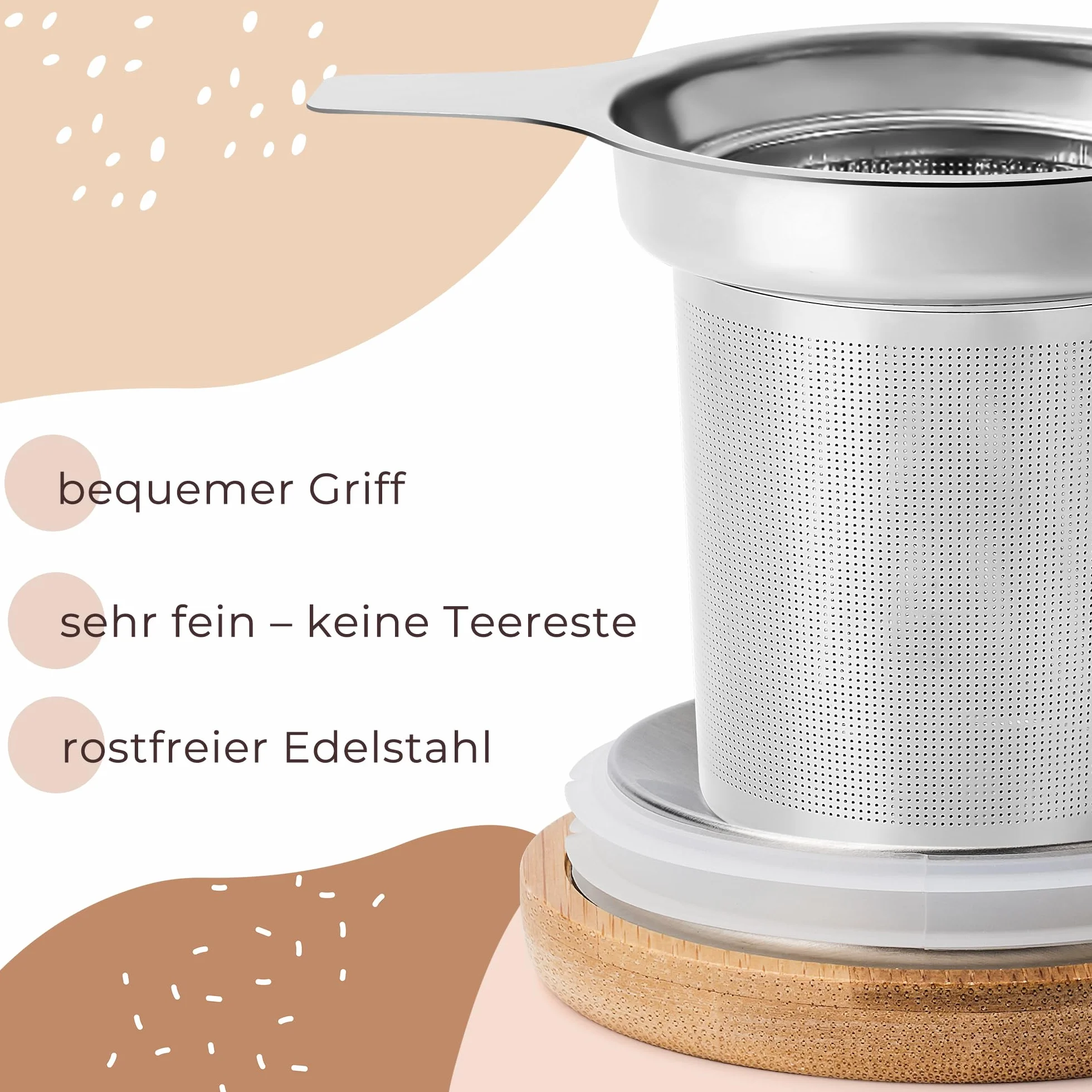 Tazza da tè con coperchio e colino – 550 ml – grande tazza da tè con filtro – tazza XXL con coperchio – tazza da tè grande – tazza grande – accessori per tè