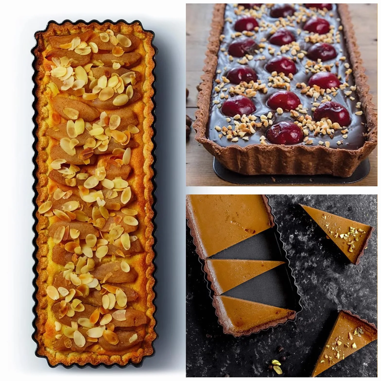 2 stampi per torte con fondo di sollevamento, antiaderente, 35 x 11 cm, rettangolare, per torte e biscotti fatti in casa, 2 pezzi