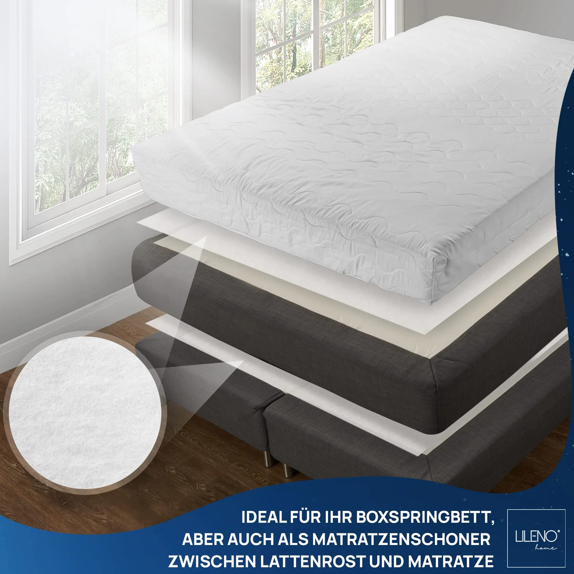 LILENO HOME Coprimaterasso antiscivolo, coprimaterasso utilizzabile anche come coprimaterasso, 140 x 170 cm