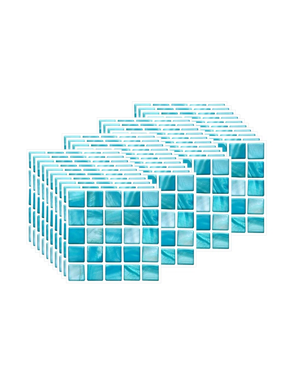 40PCS Adesivi per Piastrelle, Mosaico Piastrelle Adesivi Parete PVC Autoadesivo Impermeabile Sticker Decorazione Murale per Cucina Bagno, Cielo Blu (10x10 Cm / 4x4 Pollici)