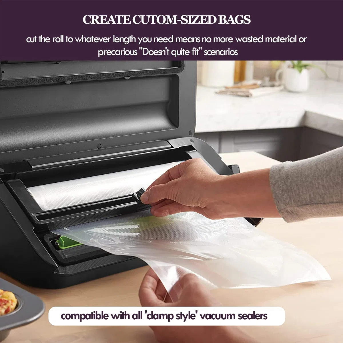 Mesliese Sacchetti sottovuoto per confezionamento personalizzato, senza BPA (3 Confezioni da 8"x16')
