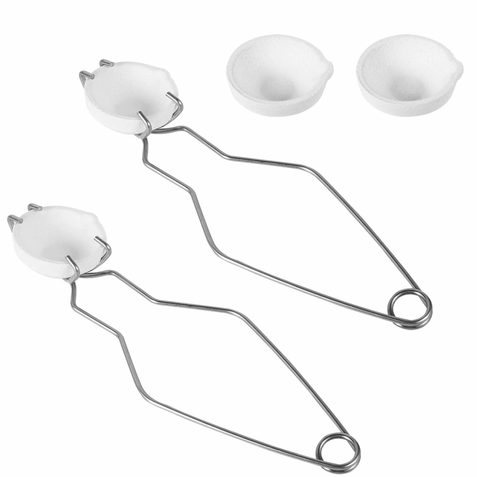 PEUTIER Kit Crogiolo da 6 Pezzi, con 4 Crogioli Piccoli al Quarzo e 2 Pinze per Crogiolo Crogioli per la Fusione del Metallo per la Raffinazione della Fusione di Oro Argento Alluminio Rame Ottone