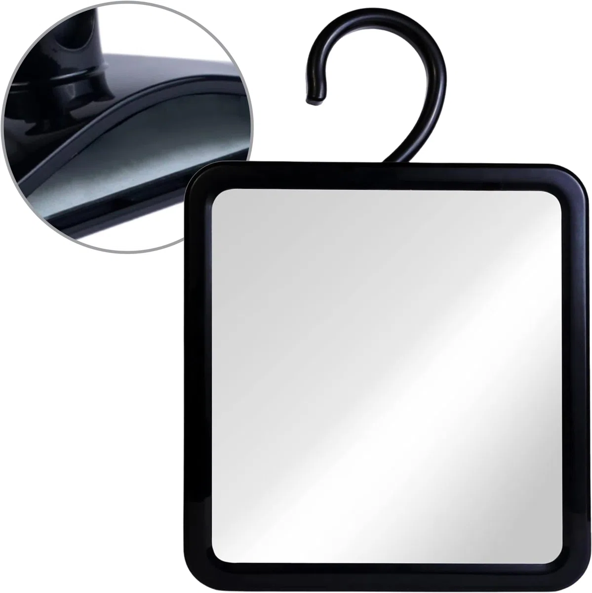 Mirrorvana Specchio da doccia antiappannamento appendibile, ideale per rasatura uomo senza ventosa, specchio bagno senza condensa e infrangibile (plastica, 20 x 18 cm)
