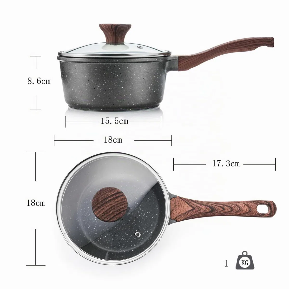 SENSARTE Casseruola Fonda Antiaderente 18 cm in Alluminio per Tutti i Fuochi (Pentola Induzione) con Manico Ergonomico Resistente al Calore e Coperchio