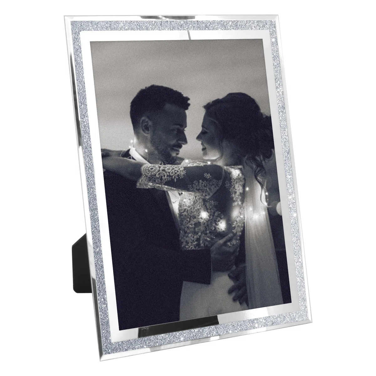 FramePro Cornice portafoto A4 in vetro diploma, per certificati universitari, certificati, documenti, da appendere alla parete, in argento con glitter