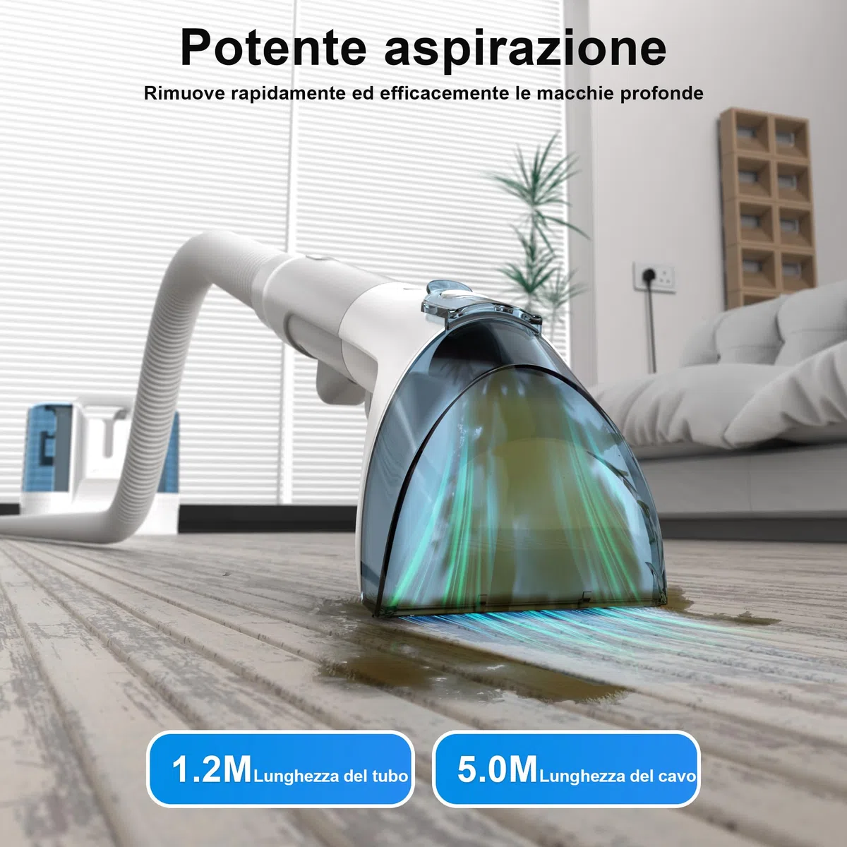 Rivenara Lavatappeti Aspirapolvere Tessuti Divani- 450 W Lava Tappezzeria Asciuga e Aspira Acqua Pulitore a Vapore per Divano Tappeti Moquette Tappezzeria Scale e Auto Pulisci Lavadivani