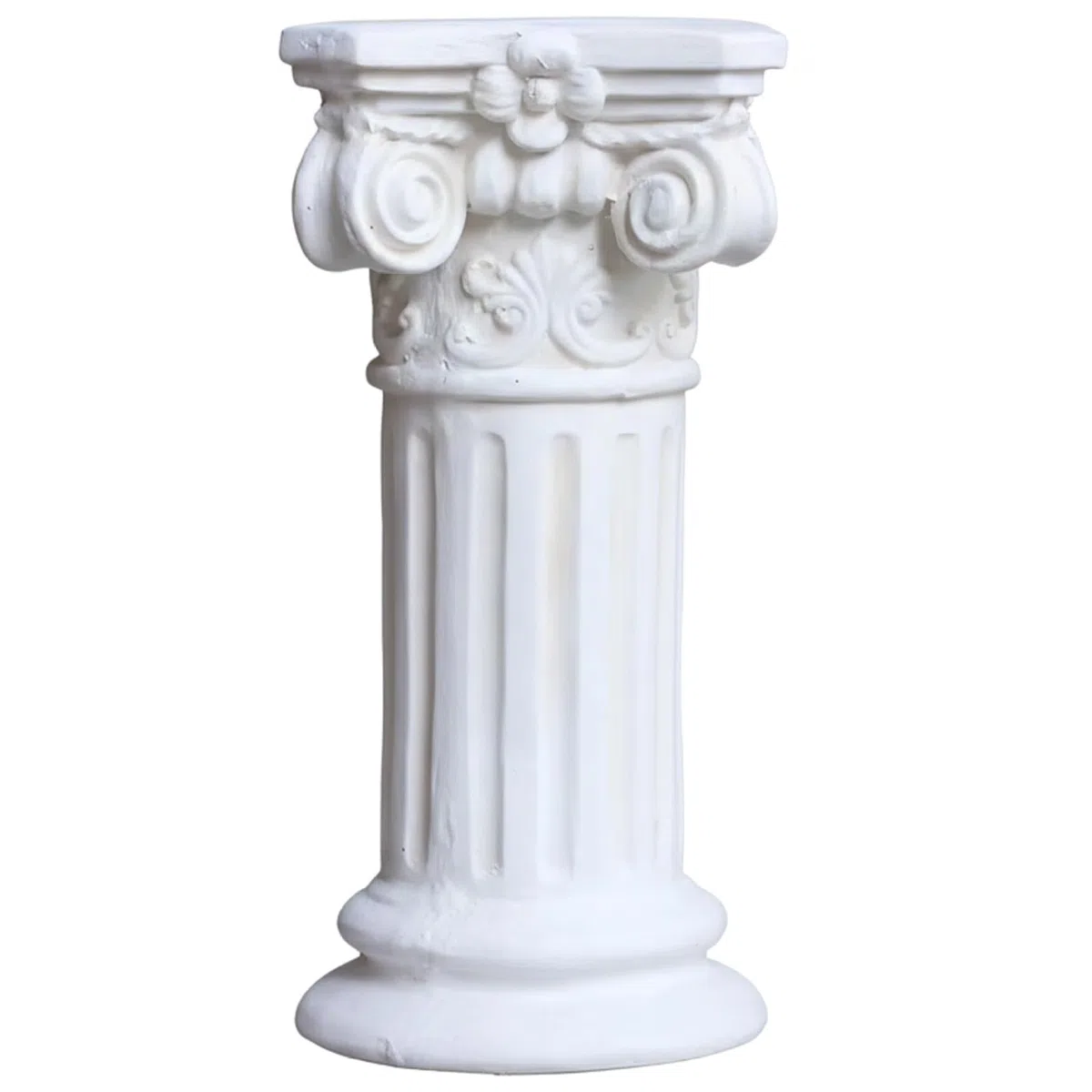 Piedistallo a colonna romana, elegante base in resina bianca per statue da giardino e decorazioni per la casa, altezza 40 cm