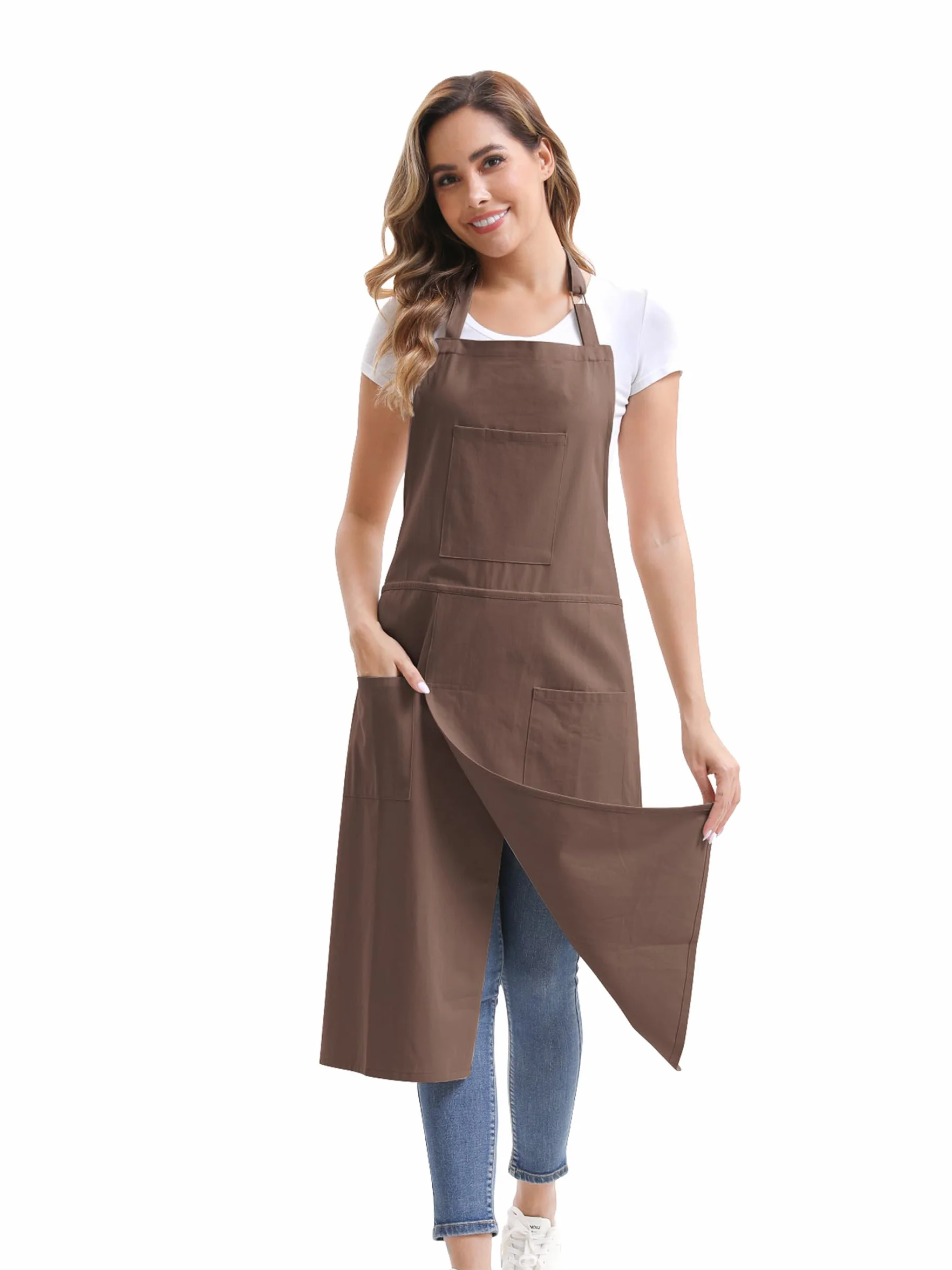 Nanxson Grembiule da ceramica Grembiule a gambe divise per uomini e donne, grembiule artistico regolabile a copertura totale per artigianato, pittura, parrucchiere, giardinaggio