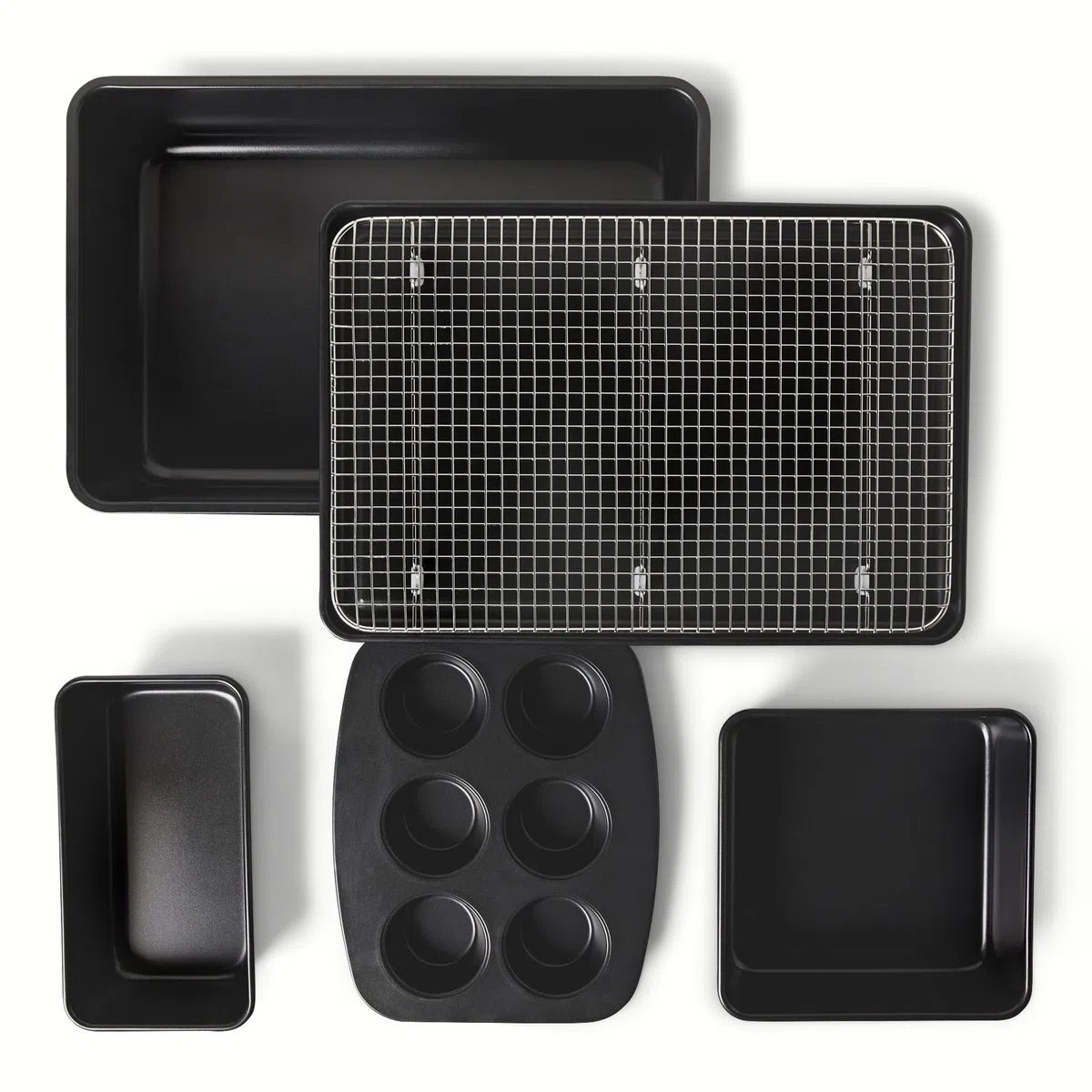 Amazon Basics Teglie Antiaderenti, Set di 6 Pezzi, Impilabili, Lavabili in Lavastoviglie e Adatte al Forno