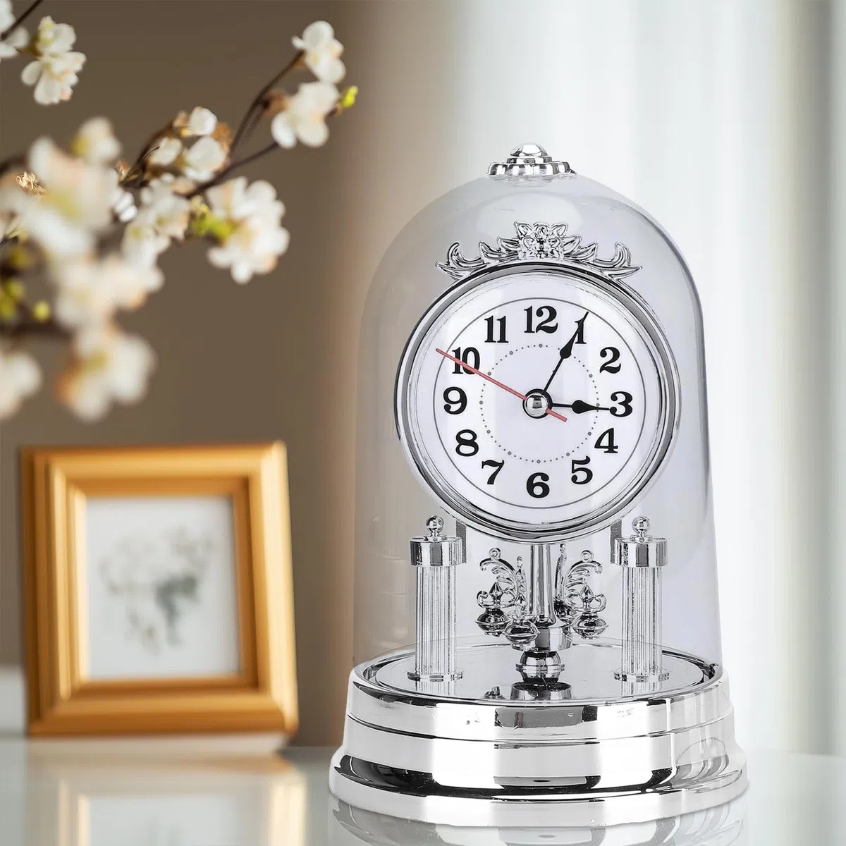 Orologi da camino, silenzioso orologio da tavolo europeo senza ticchettio retrò orologi da scrivania alimentato a batteria silenzioso orologio da tavolo antico per soggiorno, ufficio casa