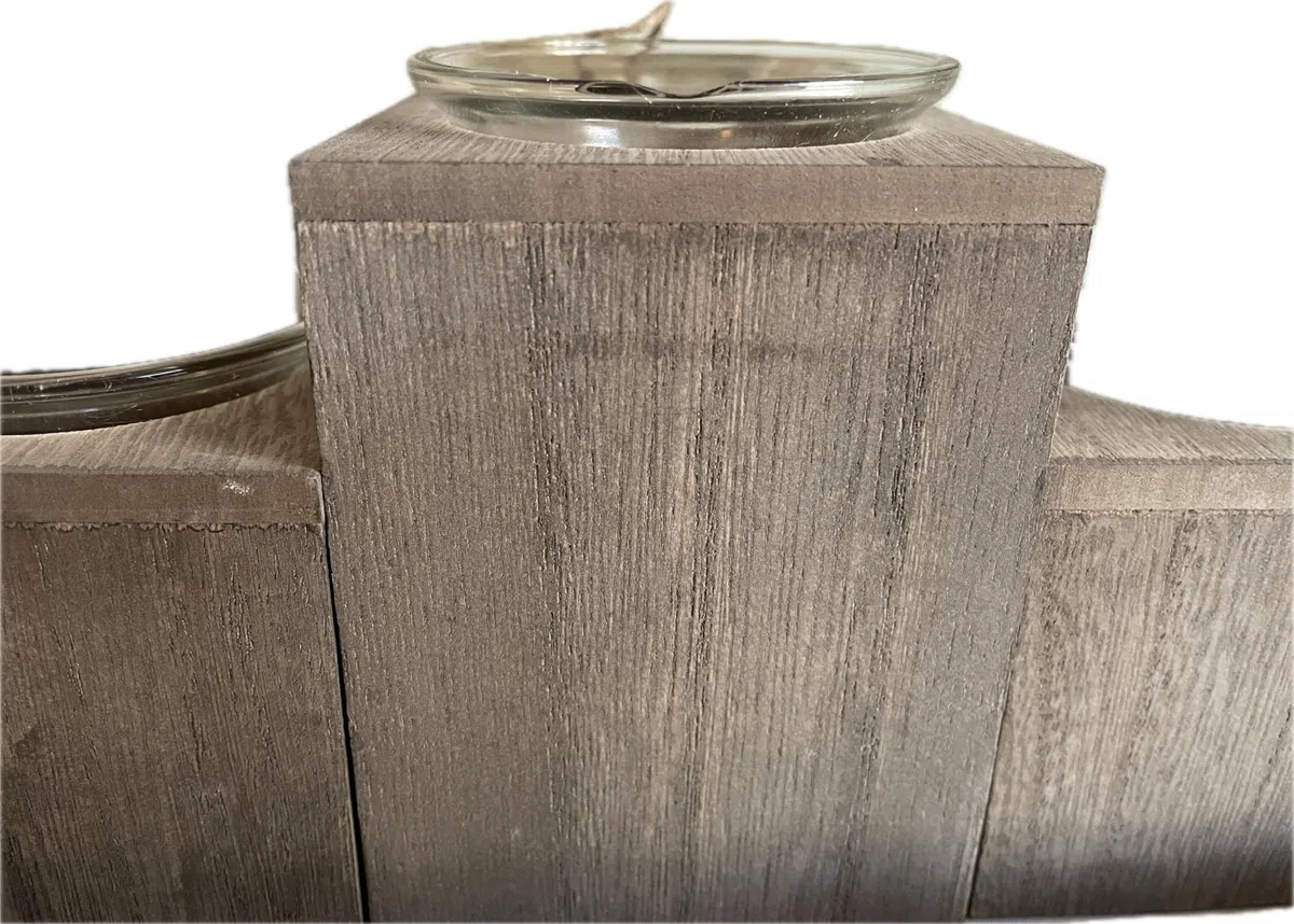 khevga Vassoio lanterna in legno grigio nero bianco con cuori (grigio)