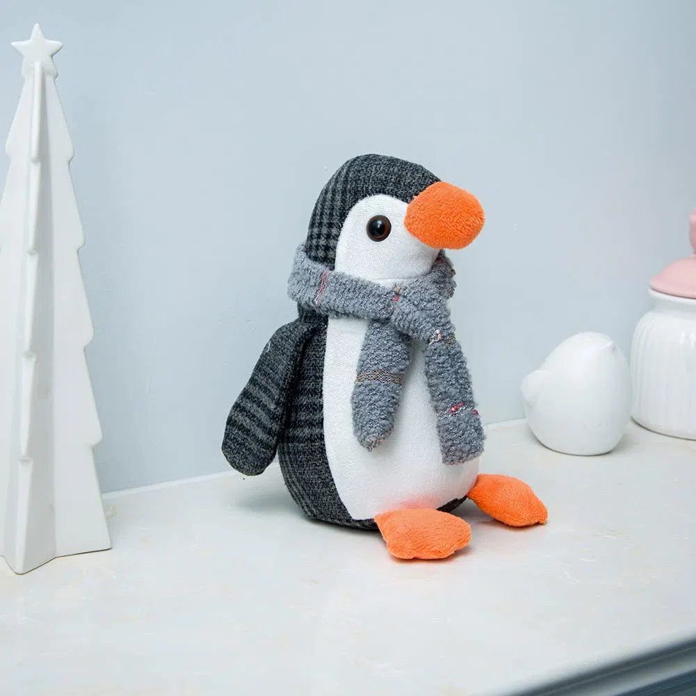 Marwood - Fermaporta carino per casa e ufficio, pinguino, zavorrato, per interni, in tessuto, animale imbottito, decorativo, per pavimento