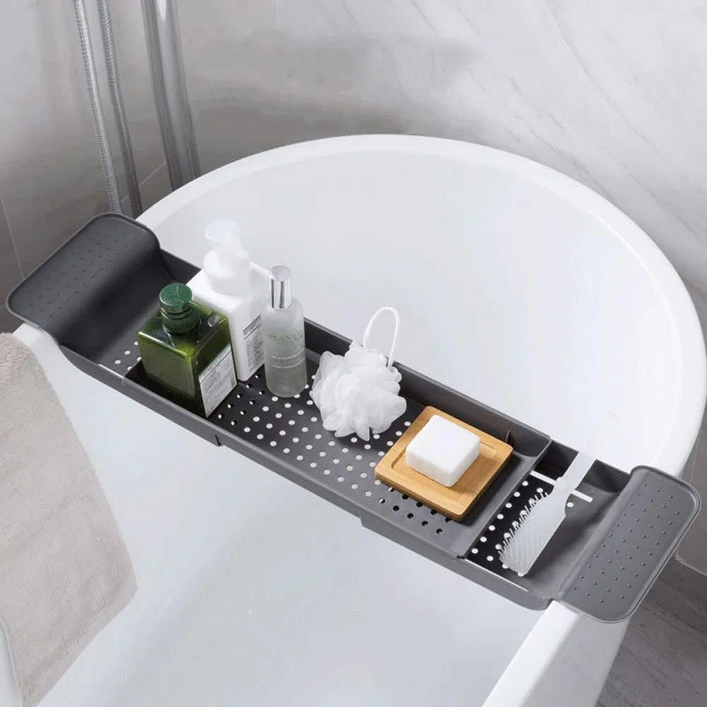 Vassoio regolabile per vasca da bagno, mensola allungabile per vasca da bagno, scolapiatti retrattile, per cucina e bagno