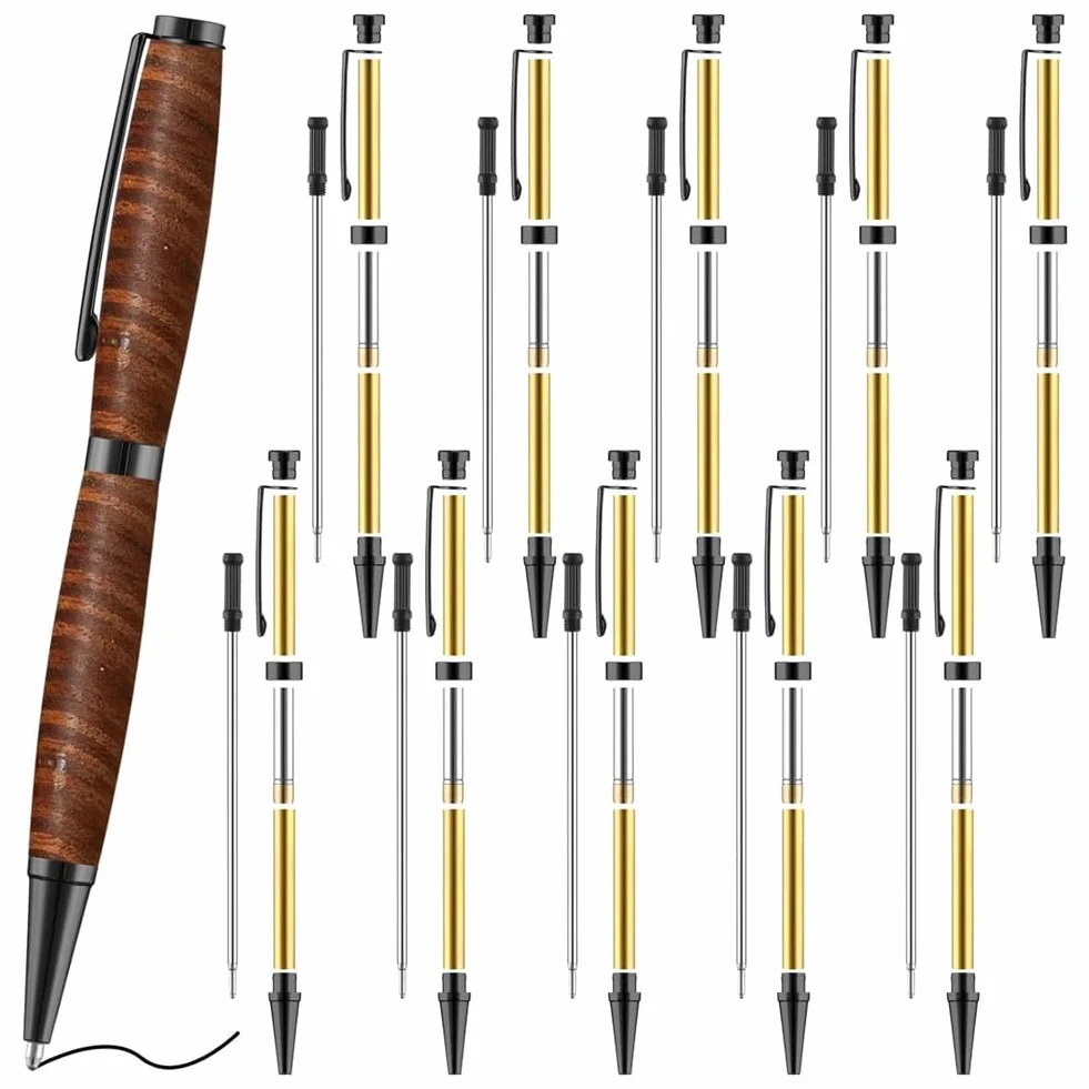 Kit da 10 Penne per Tornitura del Legno, Penna Sottile da 7 mm, con Ricarica, Nero