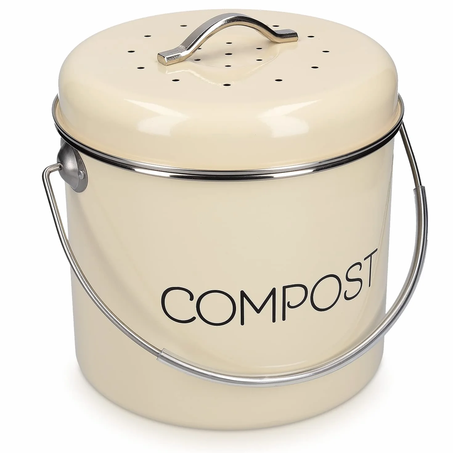 Navaris Compostiera Riciclaggio Rifiuti Organici 3L - Secchio Contenitore Umido e Scarti Alimentari - Coperchio con Manico Filtro Carbone Blocca-Odori