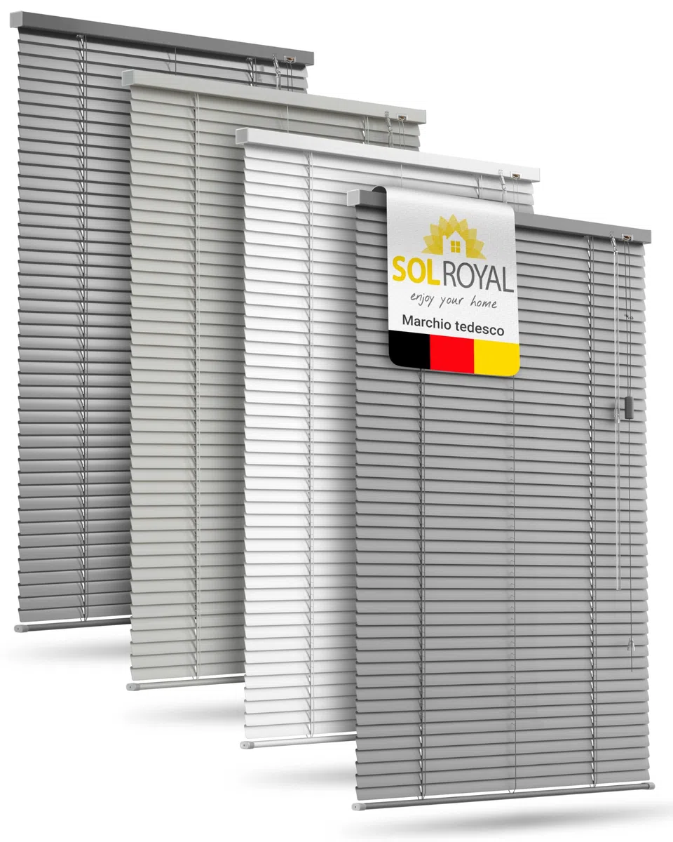 Sol Royal Tende veneziane in alluminio senza forature 60x175 cm incl. supporto a morsetto – Tenda veneziana in alluminio per finestre interne larghezza 60 cm, lamelle 25 mm – Argento opaco – JA2
