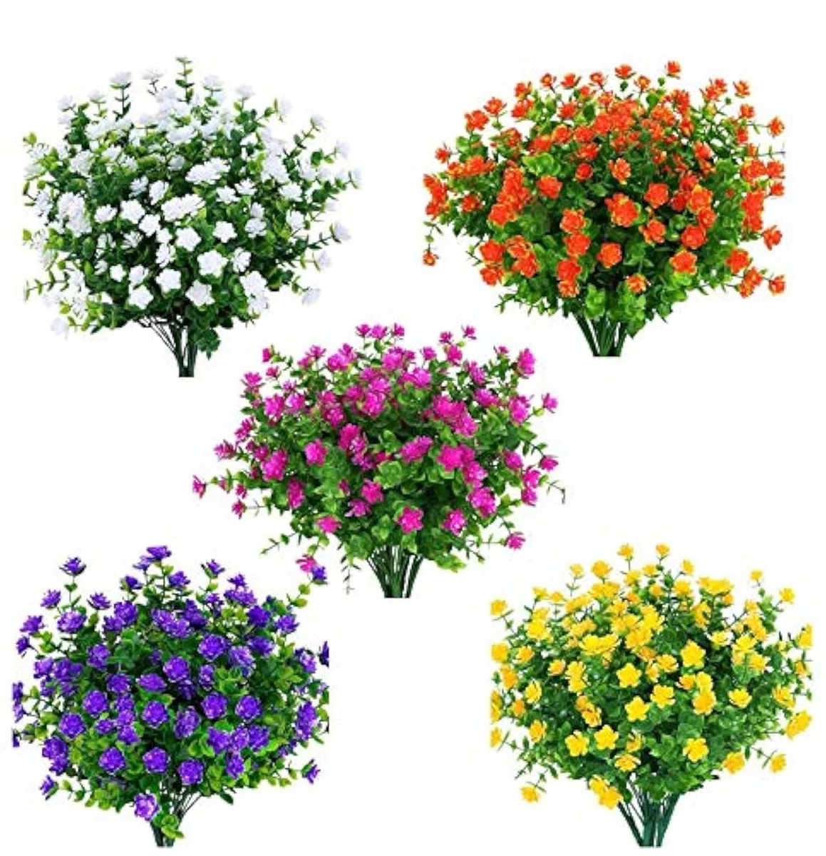 15 mazzi di fiori artificiali in plastica sintetica resistente ai raggi UV, piante per interni, vasi esterni, piante da appendere, vaso da giardino, decorazione per matrimoni e cascine
