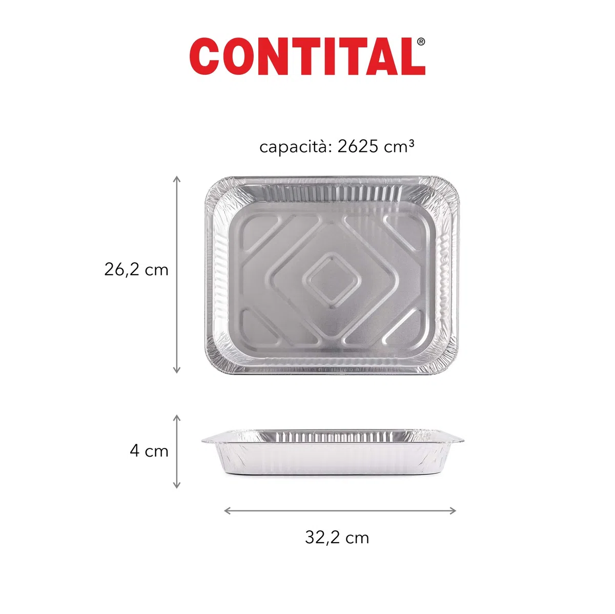CONTITAL R32G Contenitori Alluminio 8 Porzioni | Vaschette Grandi Monouso | Teglie Usa e Getta per Alimenti - 50 Pezzi Professionale