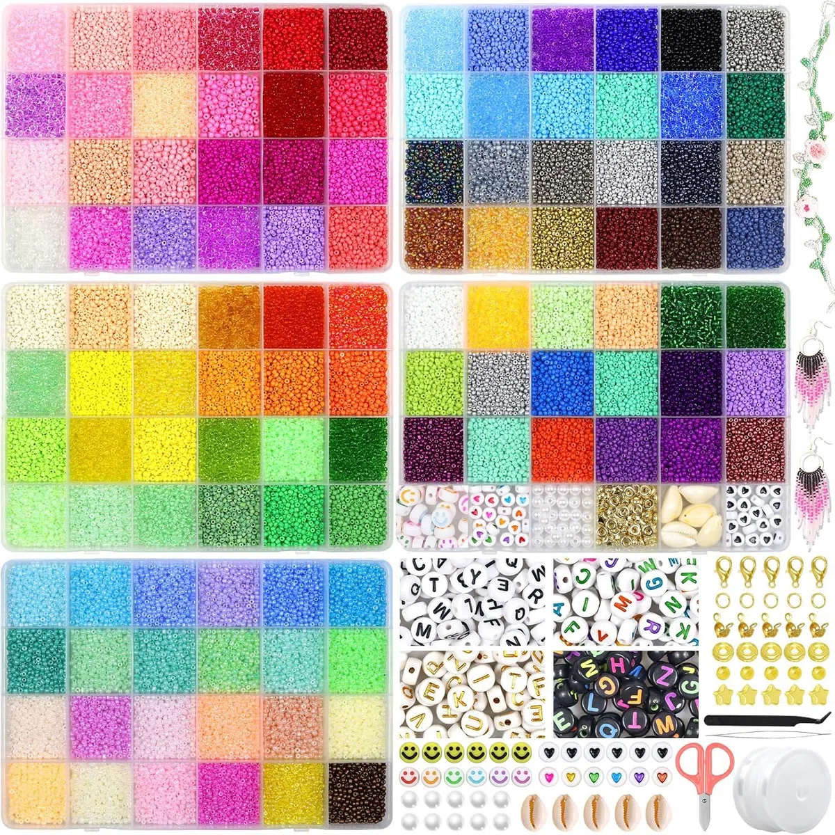 47880pz 2mm 114 Colori Perline di Vetro per Braccialetti, Adulti, Colorate per Bigiotteria fai da te
