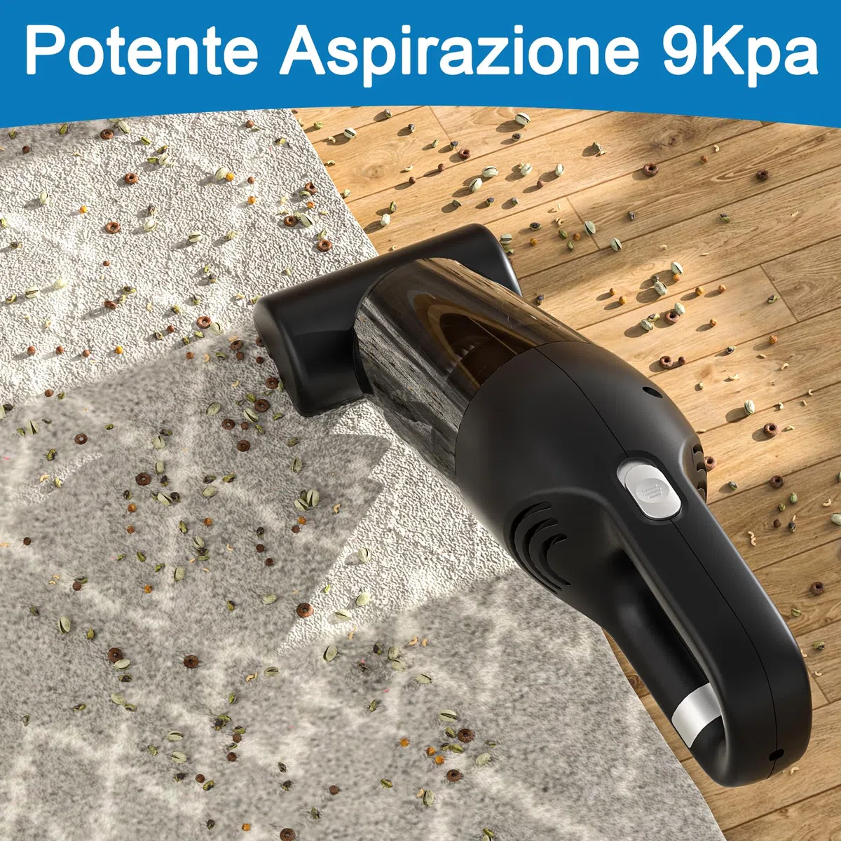 Czemo Aspirabriciole Senza Fili Potente 9000pa 120W Aspirapolvere Auto, Mini Aspirapolvere Portatile per Auto Ricaricabile Aspira Briciole USB Aspirapolvere a Mano per Casa Auto Ufficio