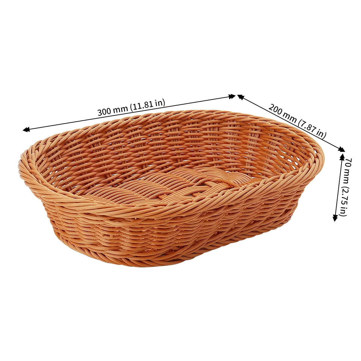 JAPCHET 3 cestini ovali in vimini, 30 x 20 x 7 cm, imitazione rattan, per frutta, pane, verdura