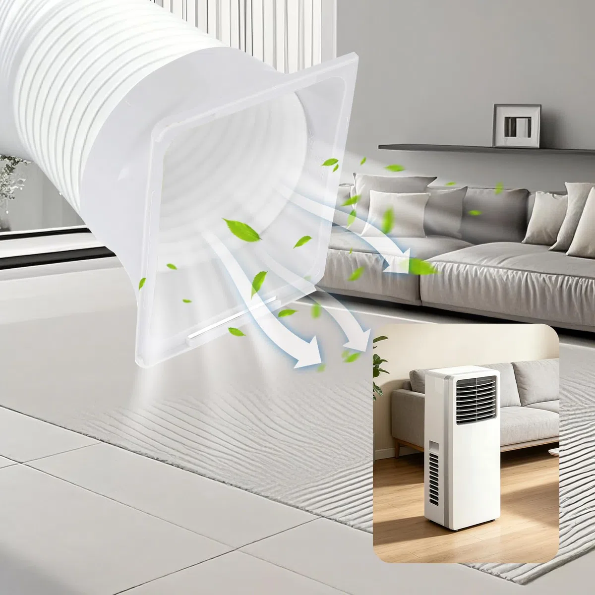 Connettore Tubo Condizionatore 5,9 Pollici Abs Da Quadrato A Tondo Design Filettato Universale Adattatore Portatile Per Collegamento Aria Condizionata
