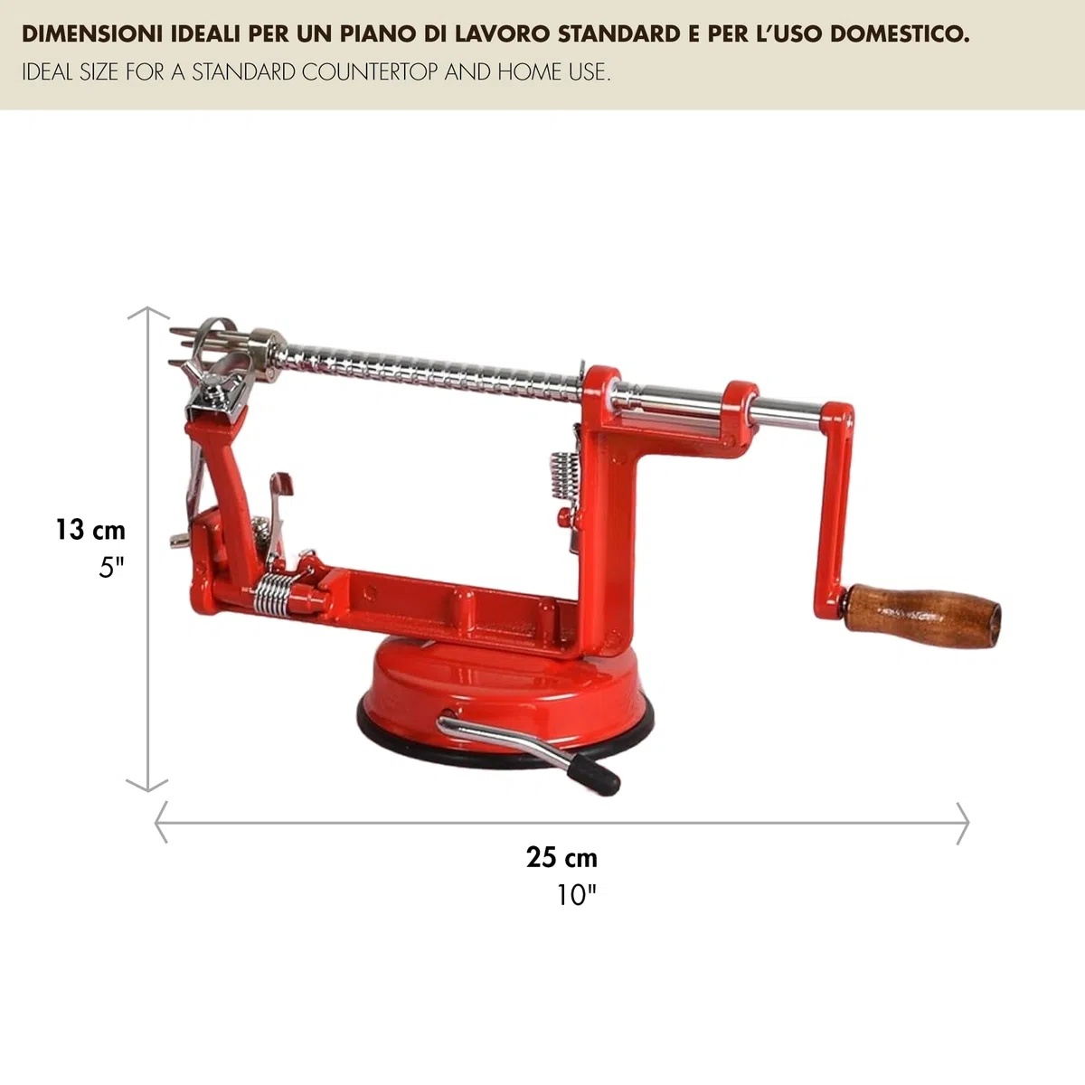 La Bonne Graine - Sbuccia Mele Manuale con Ventosa – Pela, Affetta e Toglie il Torsolo – Acciaio Inox – Stabile e Resistente – Accessorio Cucina