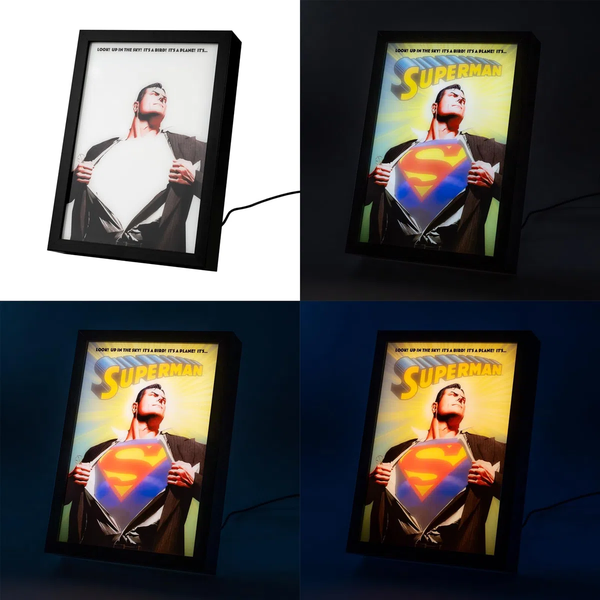 Grupo Erik: Quadro LED DC Comic Superman Lamina decorativa Illuminata per cameretta ragazza, stanza bambine/Decorazione Superman Ufficiale Gadget