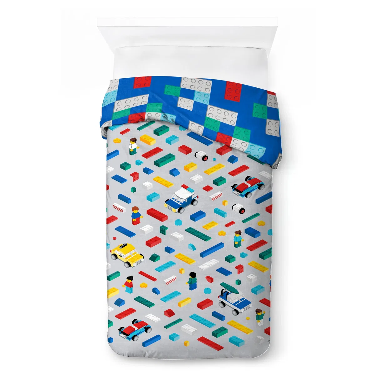 Jay Franco Lego Set Copripiumino – Biancheria da Letto Super Morbida per Bambini con Federa, SOLO COPRIPIUMINO (Imbottitura Non Inclusa), Multicolore, 2 Pezzi Singolo
