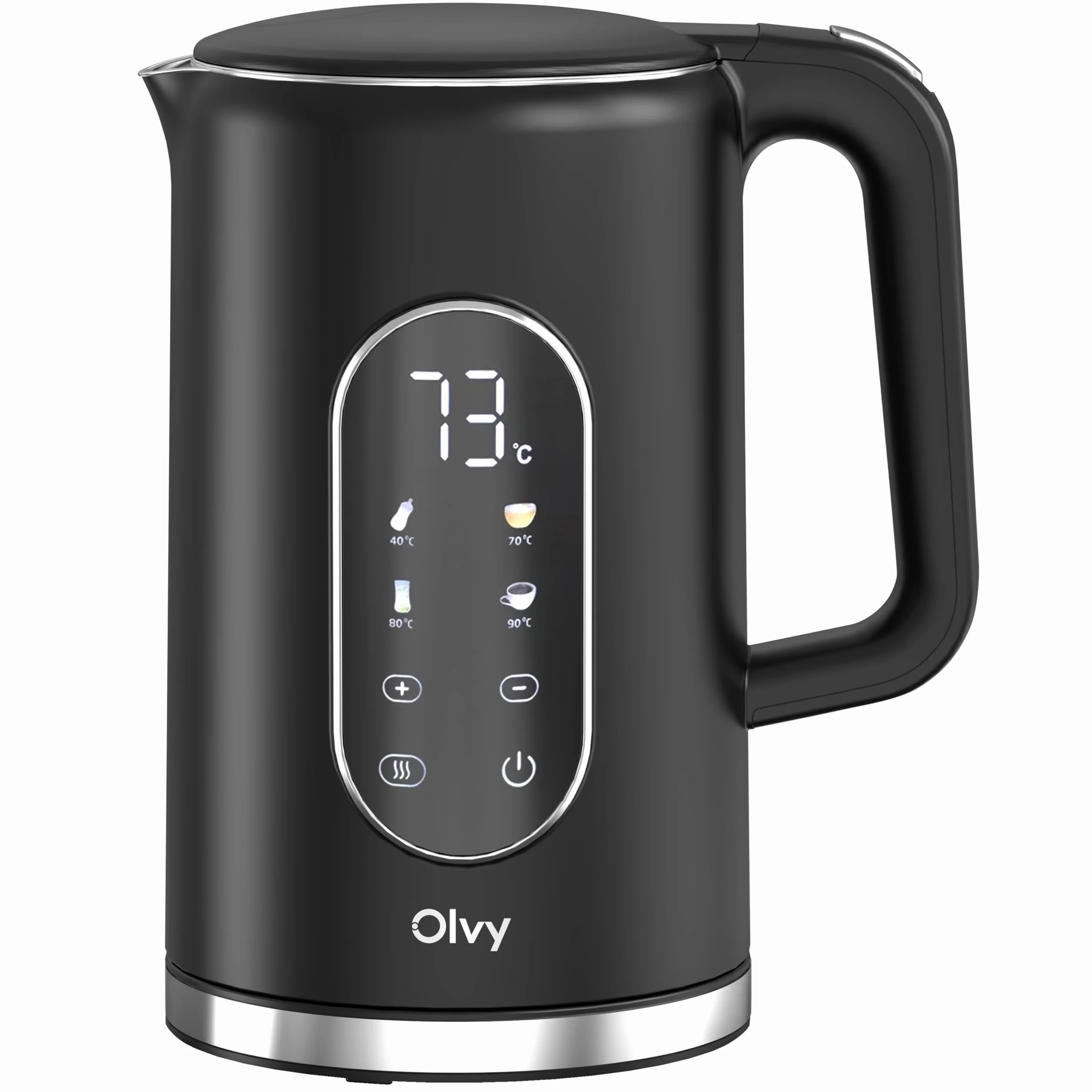Olvy Bollitore elettrico da 1,7L senza fili, controllo della temperatura e funzione di mantenimento in caldo, doppia parete in acciaio inox Cool-Touch, filtro anticalcare – kettle elettrico 2200W