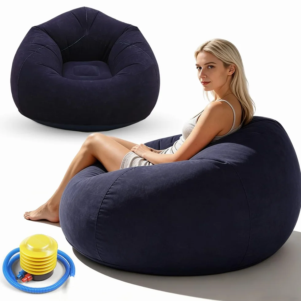 Divano gonfiabile e poltrona, Pouf gonfiabile, Poltrona Sacco Gonfiabile con Pompa Incorporata, poltrona gonfiabile, divano ad aria per esterni, campeggio, piscina e feste in spiaggia (Blu)