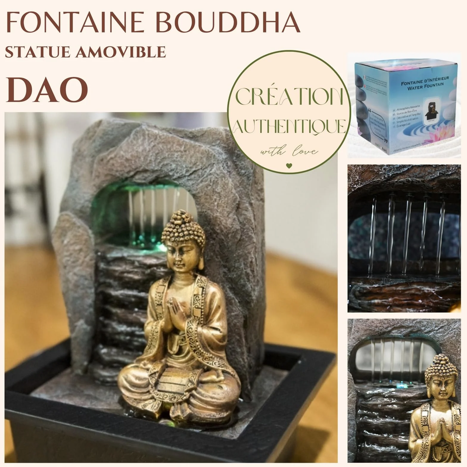 Zen&Light SC 1707 Buddha Zen Dao - Fontana, resina 21 x 17 x 25 cm, bronzo, 1 pz.