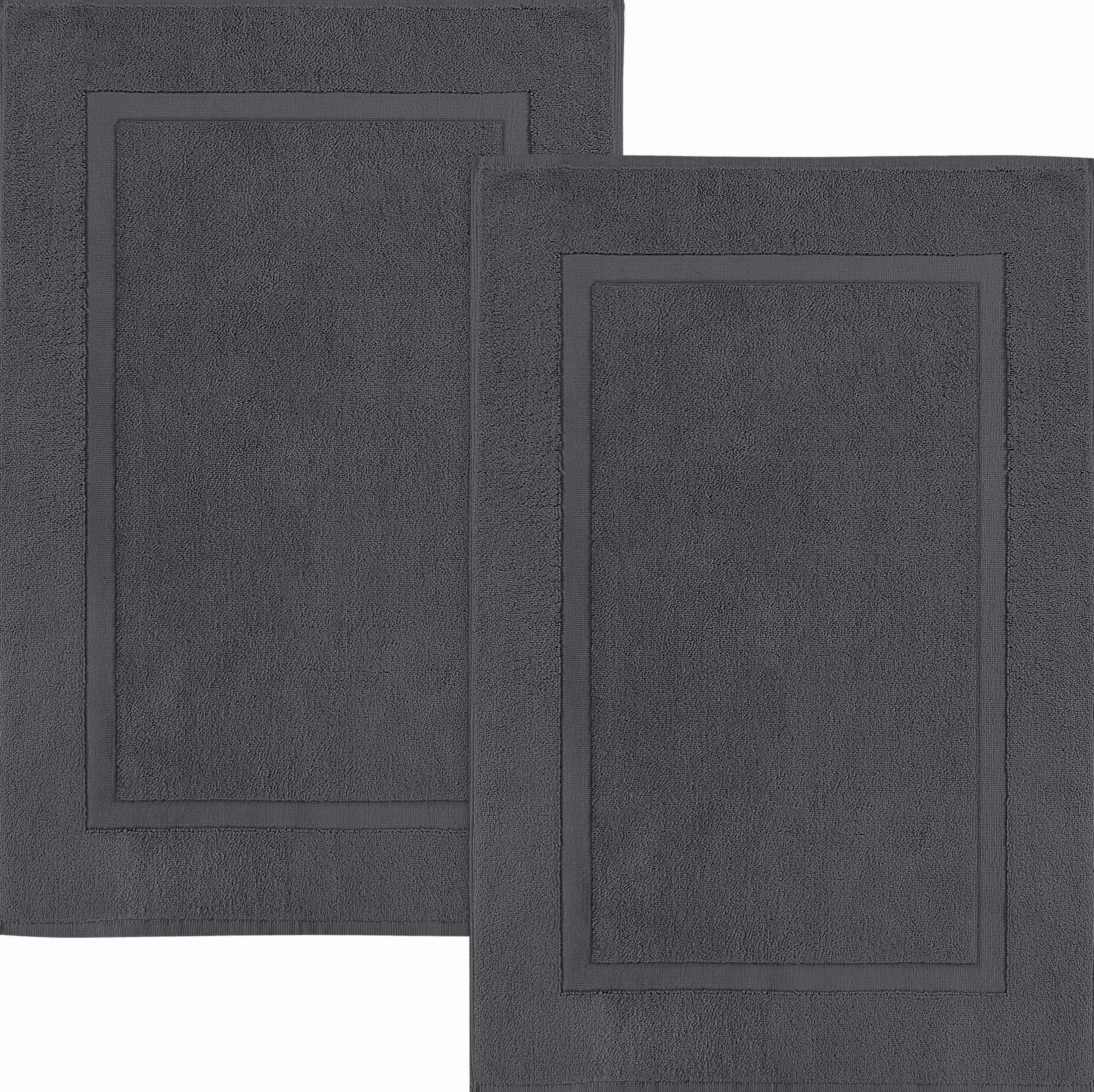 Utopia Towels - 2 Tappeti da Bagno in Cotone, (53 x 86 cm), 100% Cotone Ring-Spun - Altamente Assorbente e Lavabile in Lavatrice, tappetini da Bagno per Doccia (Grigio)