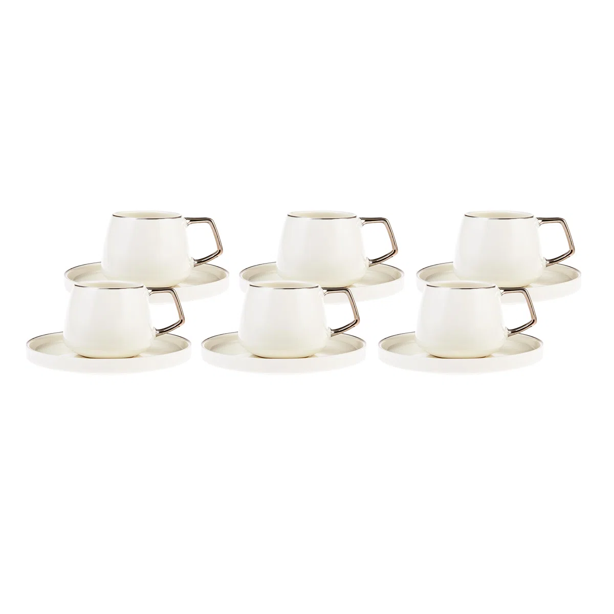 Karaca - Servizio da tè Saturn per 6 persone, 90 ml, in porcellana, per caffè, tè, latte, caffè turco tradizionale, espresso