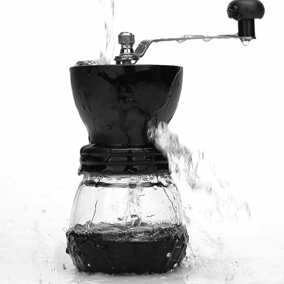 Macina Caffè - Macinacaffè Manuale, Acciaio Inossidabile e Vetro, Con Macine in Ceramica Regolabili, Facile da Pulire, Ideale per Caffè, Espresso, French Press e Pour Over