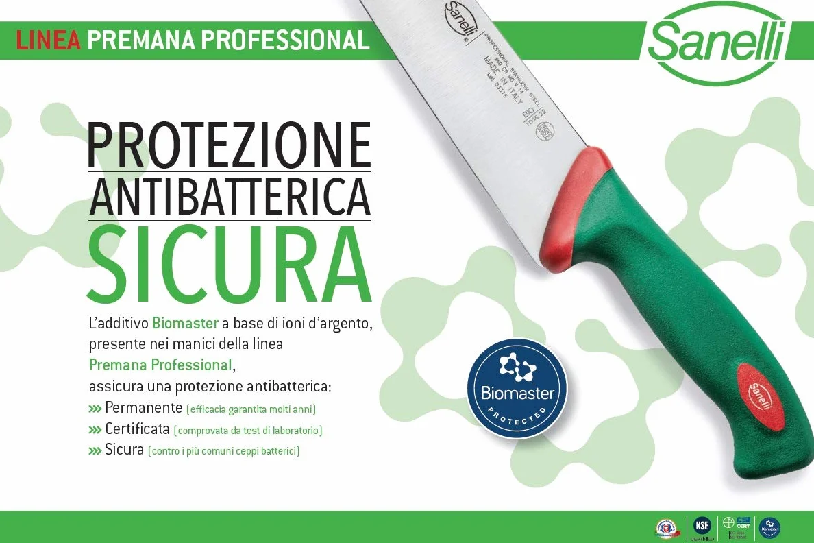 Sanelli Premana Professional Coltello Santoku, Acciaio Inossidabile, Verde/Rosso, 29 x 3 x 5.5 cm