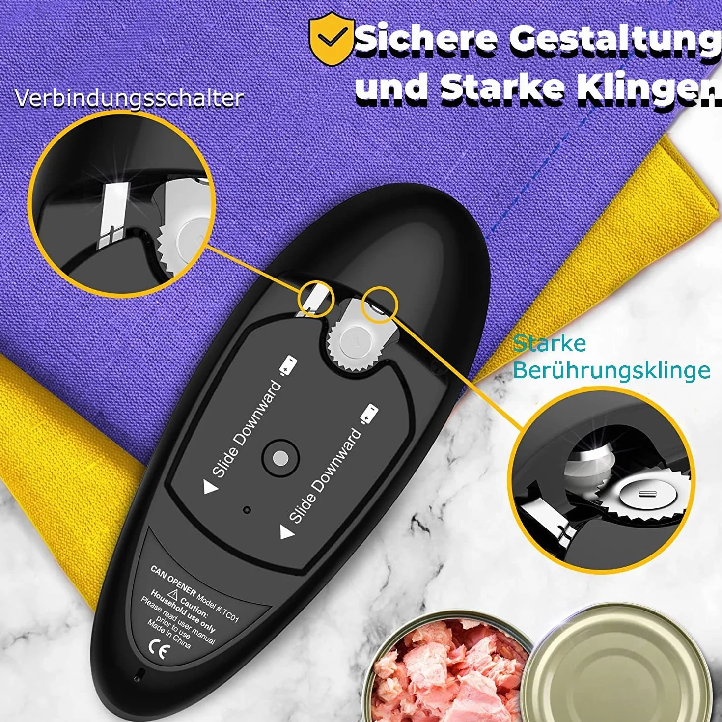 Apriscatole, One-touch Apriscatole Elettrico Risparmio Di Tempo e Fatica, Adatto Per Artriti e Persone Con Mani Deboli, Utilizzabile in Cucina e All'aperto