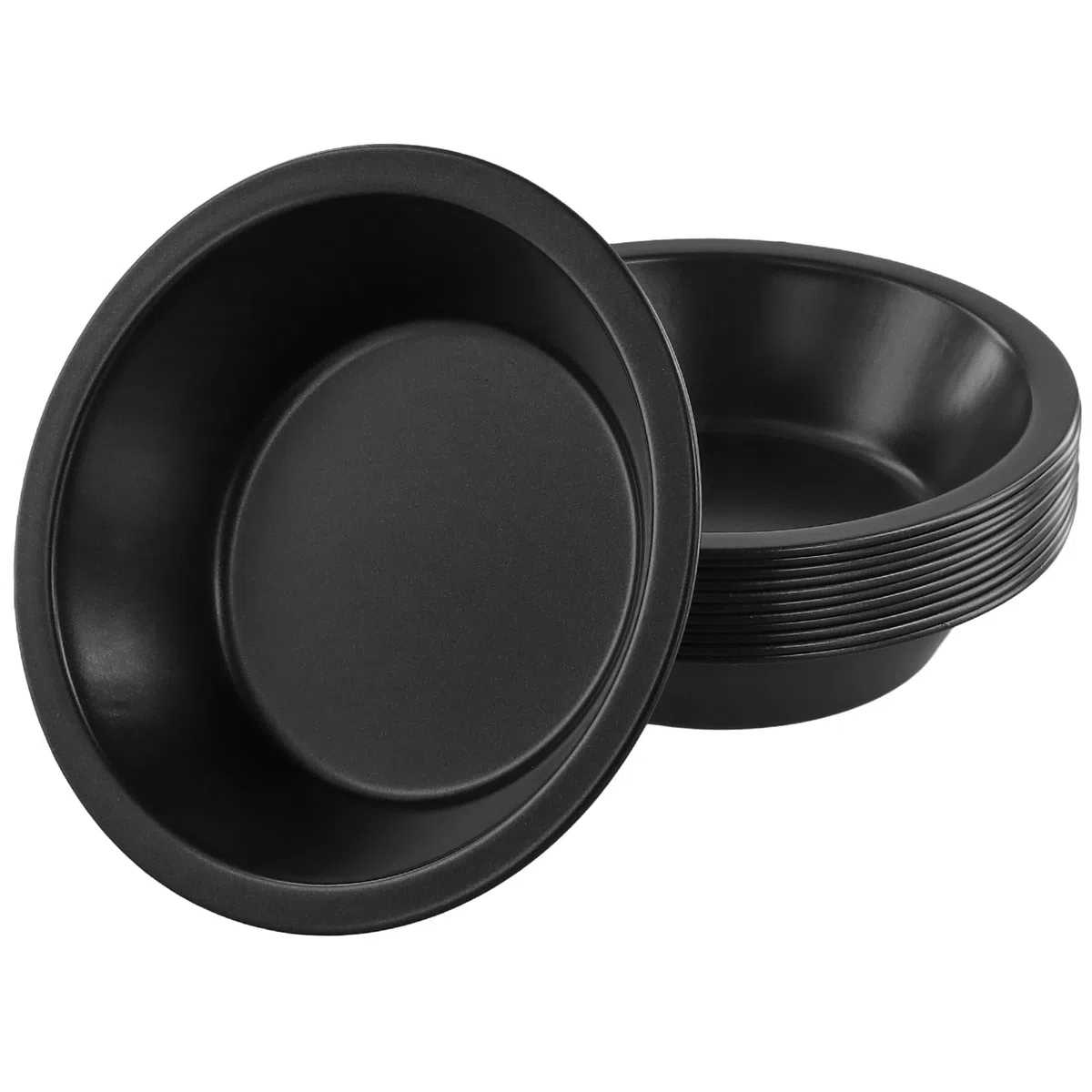 12 teglie rotonde individuali da 12,7 cm, in acciaio al carbonio nero, con rivestimento antiaderente, per cuocere torte di pane