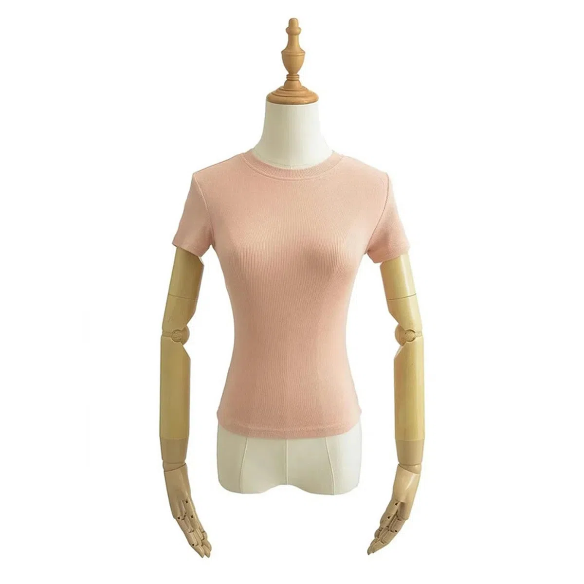 T-Shirt a Maniche Corte Attillata con Scollo Tondo Europeo e Americano da Donna, Top Corto Esterno Elasticizzato Versatile di Base