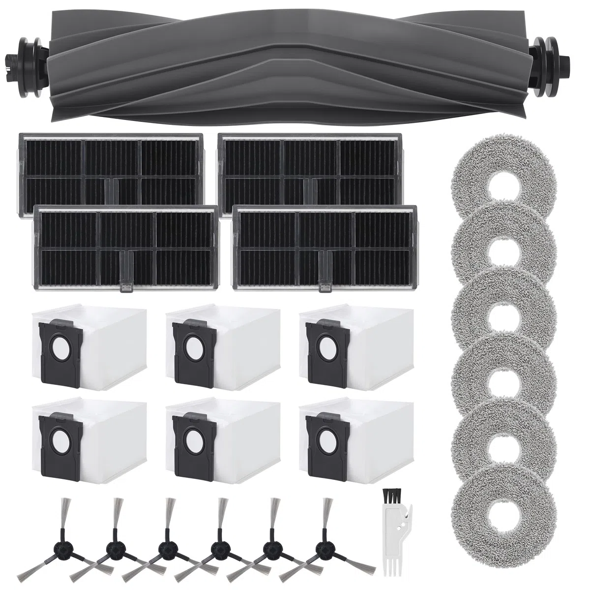 Accessori per Dreame L10s Pro Ultra Heat/L10s Ultra Gen 2/X30 Ultra/Mova E30 Ultra,Include 6 Asciugamani, 6 Spazzole Laterali, 6 Sacchetti a Vuoto, 4 Filtri, 1 Spazzola Principale, 1 Spazzola Piccola