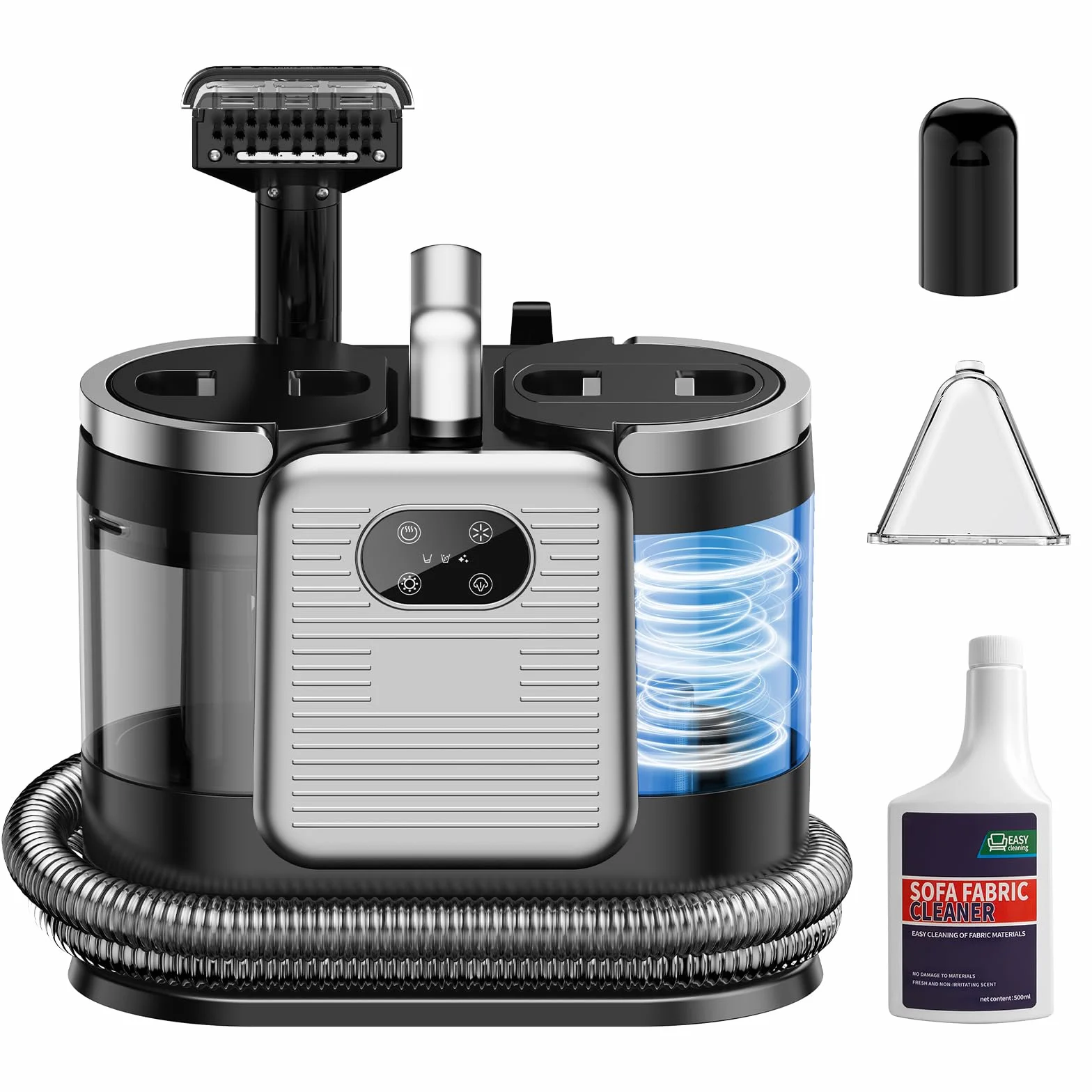 Lavatappeti Portatile, 1650W Aspirapolvere Pulitore di Tappeti con Cinque Modalità di Decontaminazione, 13Kpa Lava Divano ad Acqua a Secco Umido con 2 Serbatoi D'acqua Rimovibili