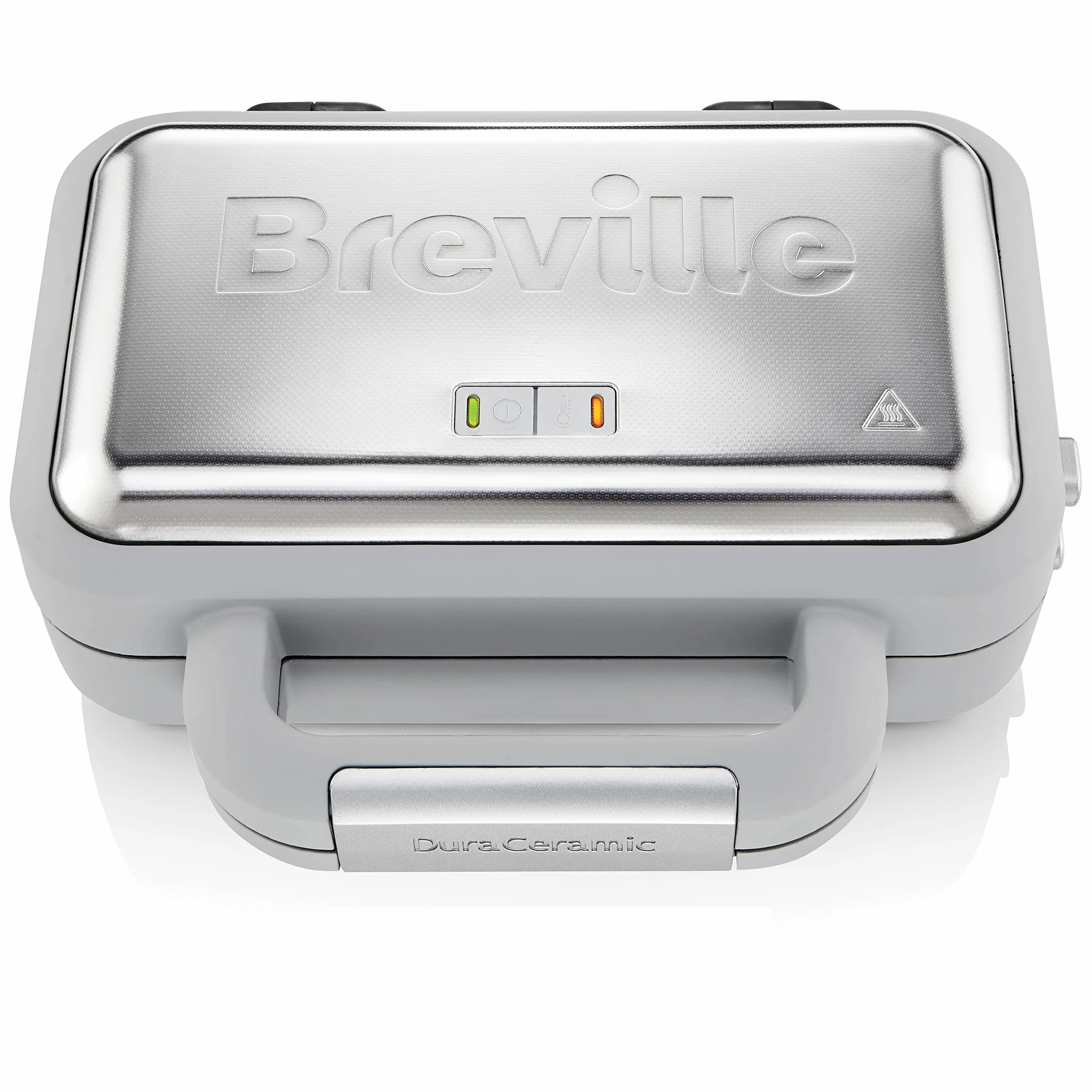 Breville DuraCeramic Piastra per waffle, Piastra per waffle antiaderente e facile da pulire con piastre rimovibili Deep-Fill, Bianca e acciaio inossidabile VST072X