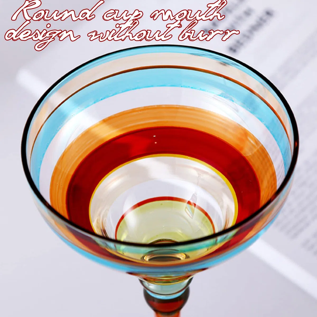 Vetro Margarita dipinto a mano 270ml bicchieri da cocktail per regalo di coppia, Margarita Party Color Stripe