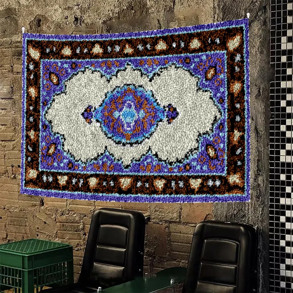 Tappeto per Uncinetto Latch Hook rug Kit per Adulti per lavori Fai da Te Kit Gancio di Chiusura Tappeto 69 x102 cm Kit Gancio di Chiusura Tappeto